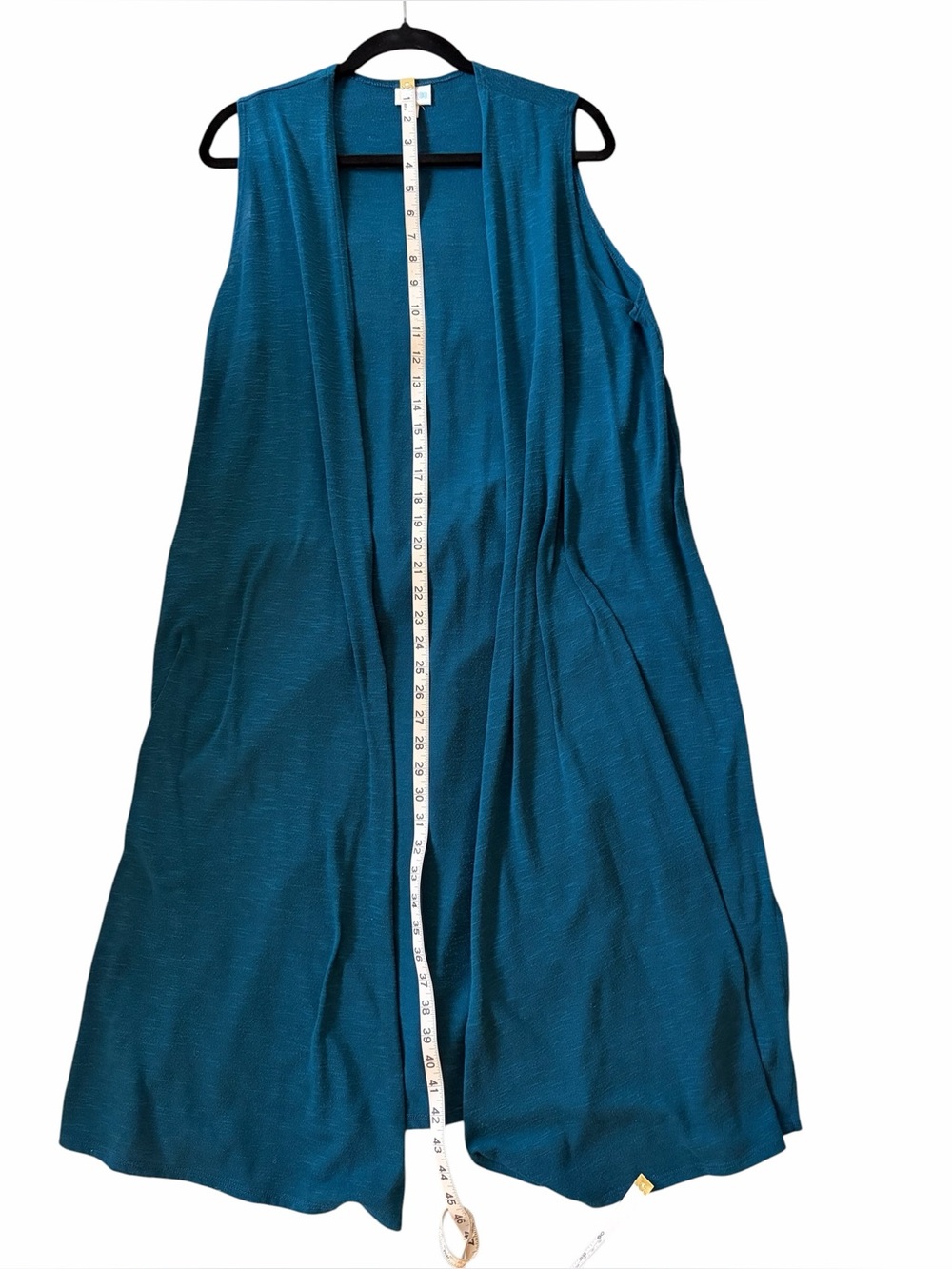 LulaRoe Sleeveless Open Long Cardigan Vest in Teal. Size M Lightweight